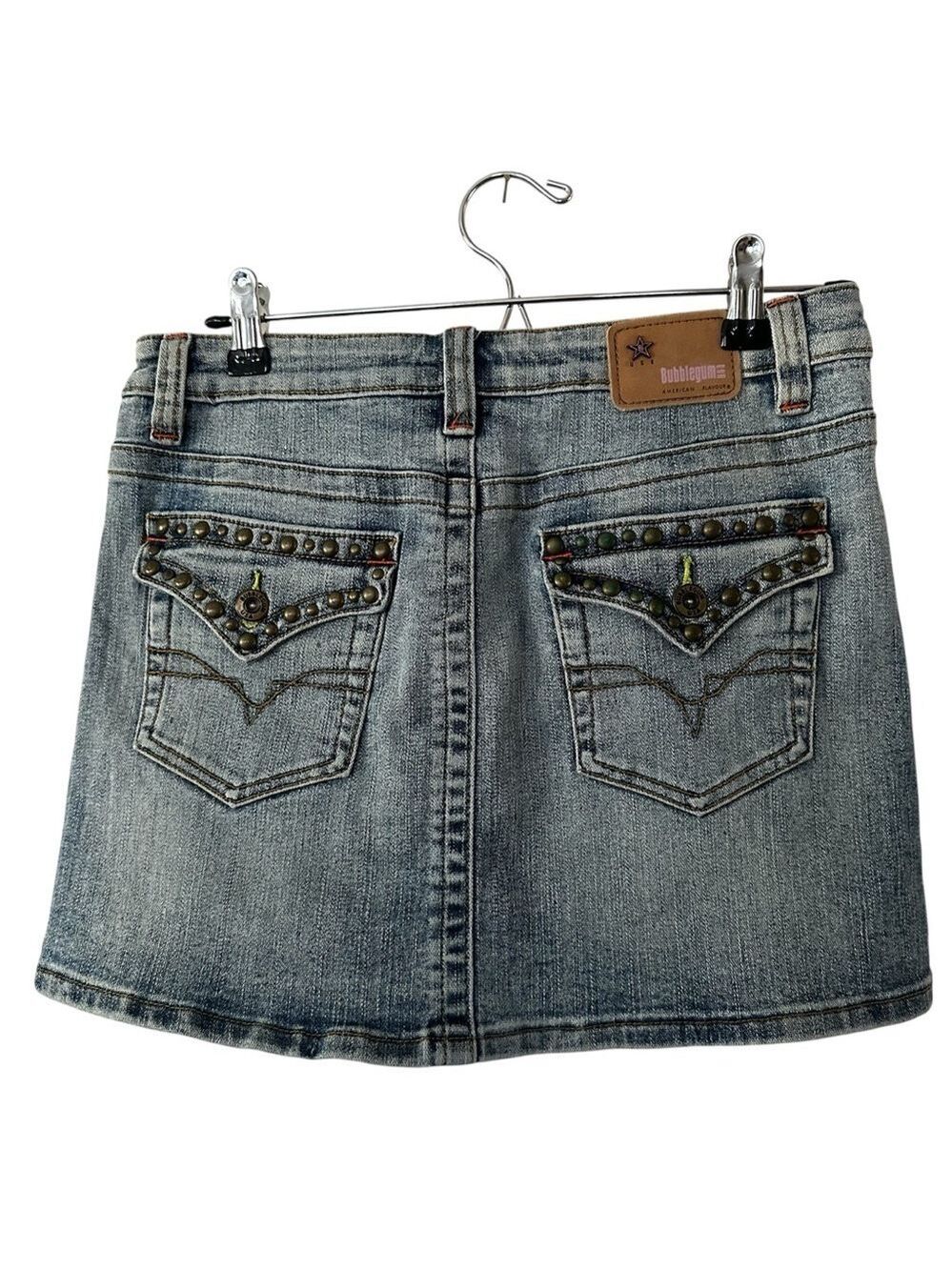 BUBBLEGUM DENIM MINI SKIRT  STUDS ON REAR POCKETS WESTERN  SZ  5/6